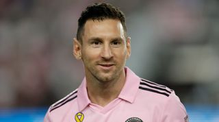 FORT LAUDERDALE, FLORIDA - SEPTEMBER 20: Lionel Messi #10 of Inter Miami looks on before the match between Toronto FC and Inter Miami CF at DRV PNK Stadium on September 20, 2023 in Fort Lauderdale, Florida. (Photo by Carmen Mandato/Getty Images)